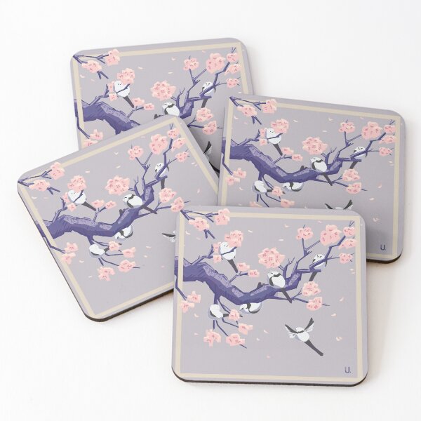 Item preview, Shima Enaga (Long Tailed Tits) playing in Cherry Blossom  designed and sold by Jo Ungeheuer.