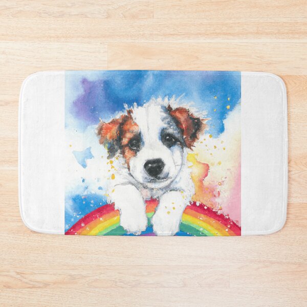 Item preview, watercolor cute dog and rainbow designed and sold by PesadeloArt.