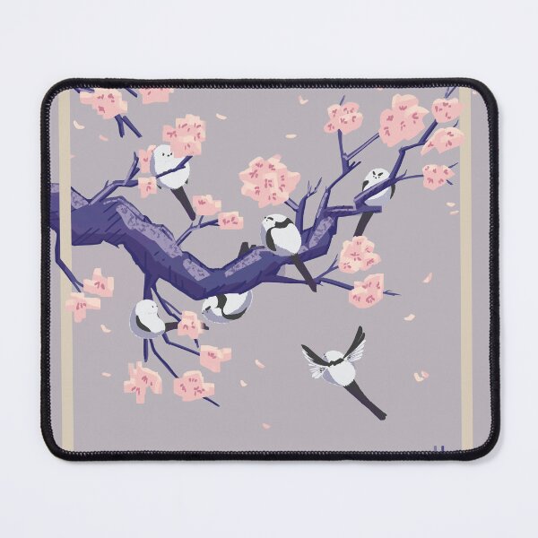 Item preview, Shima Enaga (Long Tailed Tits) playing in Cherry Blossom designed and sold by Jo Ungeheuer.