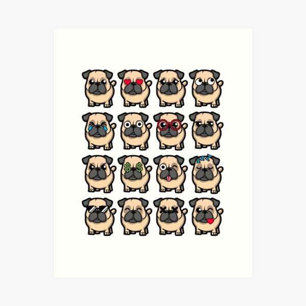 Pug Emojis: Its a Pug Life Art Print