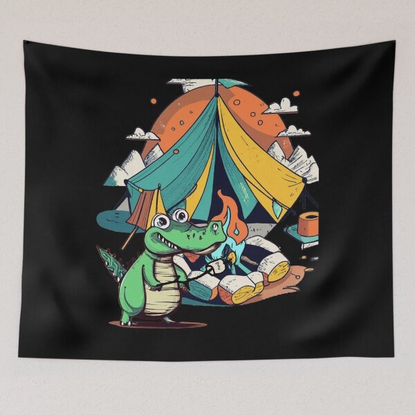 Item preview, Funny Colorful Alligator Camping Abstract Art designed and sold by Nature's Fancy.