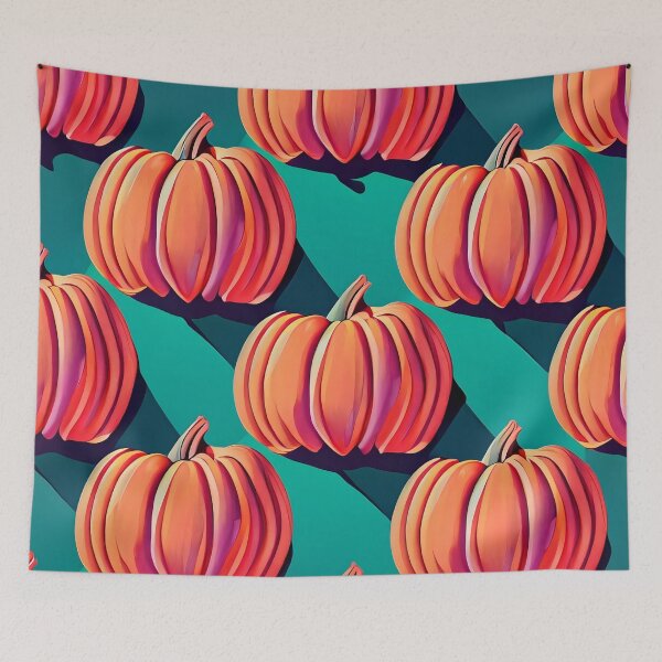 Item preview, Teal Background with Large Orange Pumpkins designed and sold by zexos.