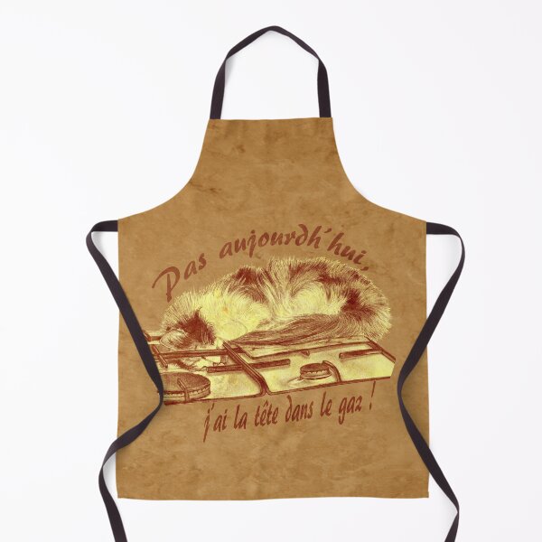 Item preview, Tricolor cat, head in the gas - brown marbled version, text in French designed and sold by SylvieG18.
