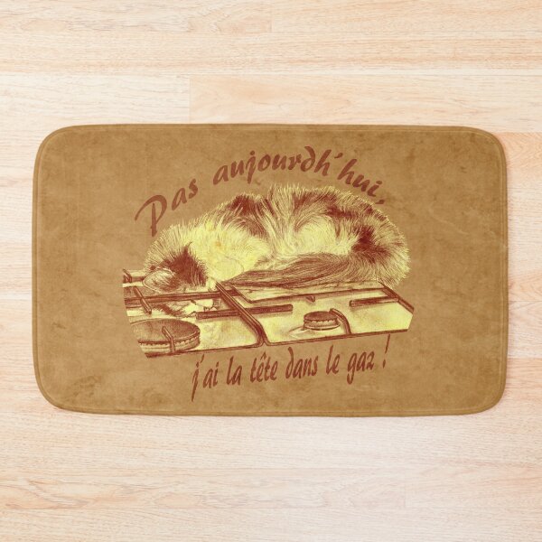 Item preview, Tricolor cat, head in the gas - brown marbled version, text in French designed and sold by SylvieG18.