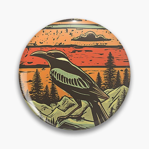 Item preview, BUTCHERBIRD With a retro design in sunset colors Vantage, trees and mountains designed and sold by Ndli.