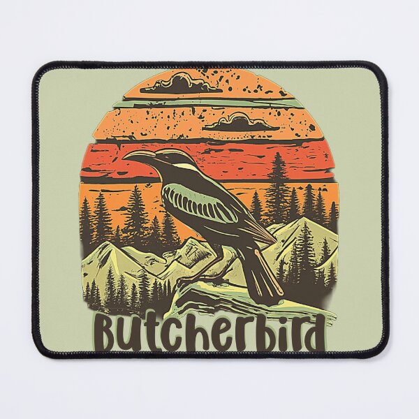 Item preview, BUTCHERBIRD With a retro design in sunset colors Vantage, trees and mountains designed and sold by Ndli.