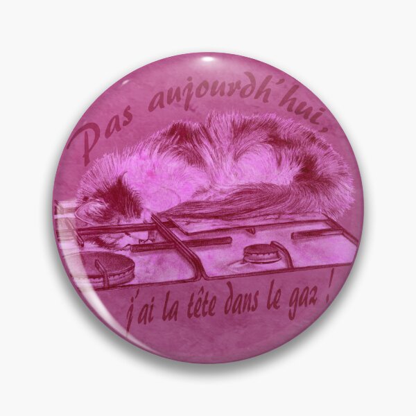 Item preview, Tricolor cat, head in the gas - pink marbled version, text in French designed and sold by SylvieG18.
