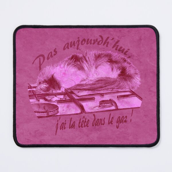 Item preview, Tricolor cat, head in the gas - pink marbled version, text in French designed and sold by SylvieG18.