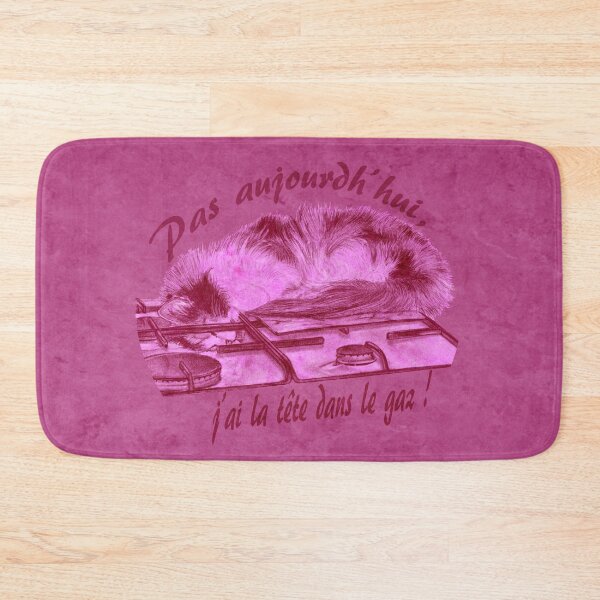Item preview, Tricolor cat, head in the gas - pink marbled version, text in French designed and sold by SylvieG18.
