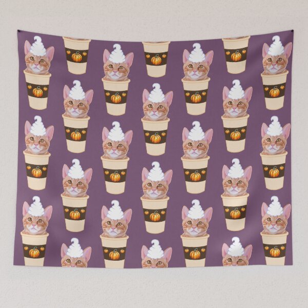 Item preview, Pumpkin Spice Ginger Cat Coffee Latte designed and sold by Deborah Camp.
