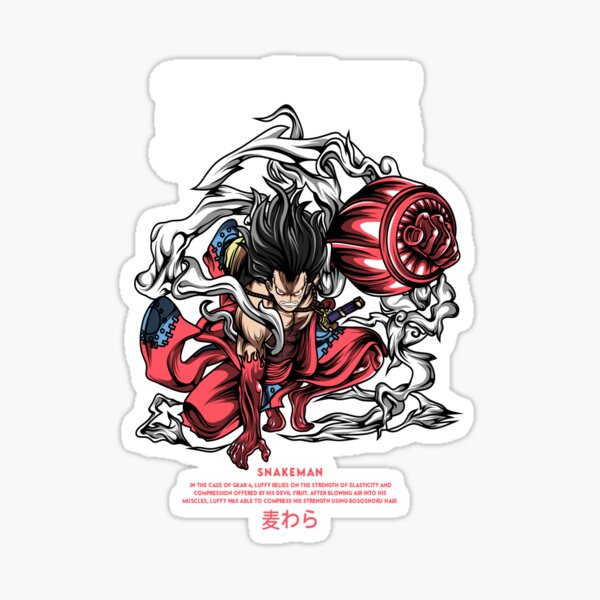 This is Luffy in gear 4 (Snakeman) Sticker for Sale by Gliphel