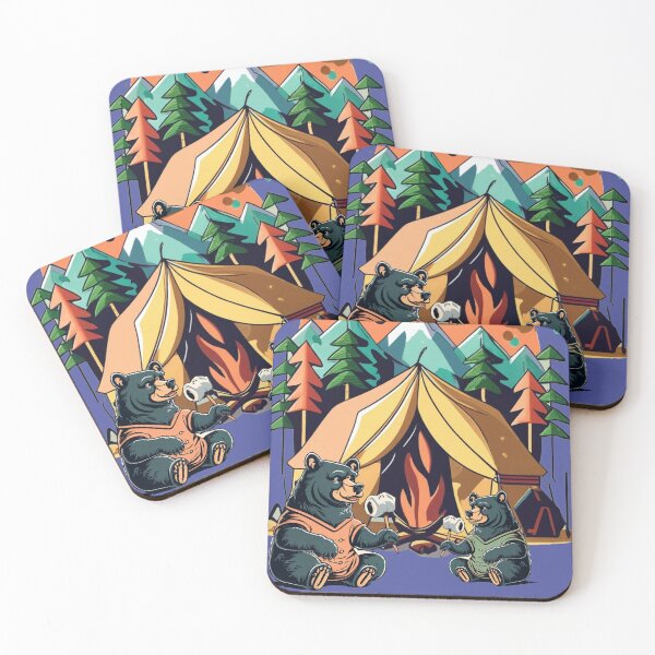 Item preview, Funny Black Bears Camping Abstract Art designed and sold by Nature's Fancy.