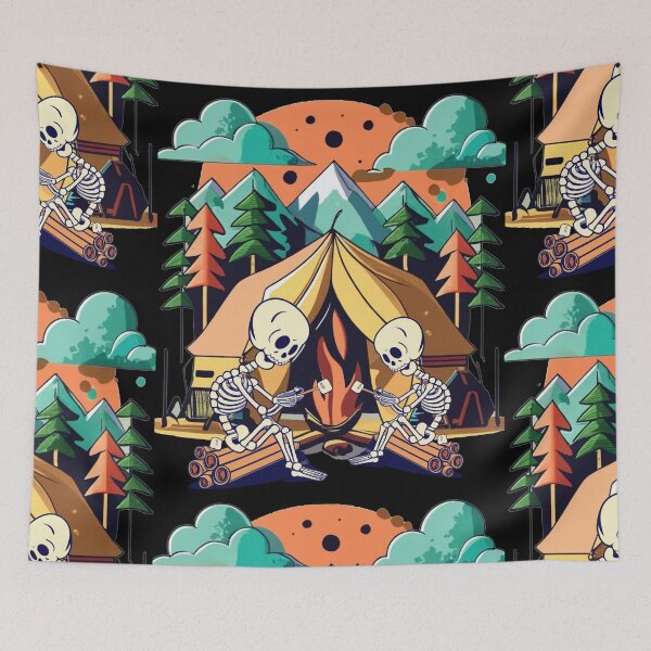 Item preview, Funny Skeletons Camping Abstract Art designed and sold by Nature's Fancy.
