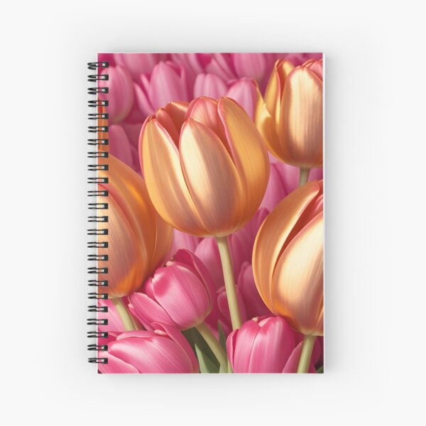 Pink Golden Tulips Closeup Spiral Notebook