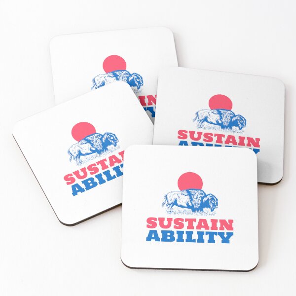 Item preview, Sostenibilidad - Buey bisonte americano azul con un sol rojo de fondo designed and sold by pixelplaza.