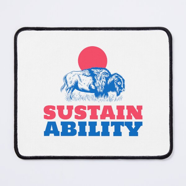 Item preview, Sustainability - Blue American Bison Ox With A Red Sun In The Background designed and sold by pixelplaza.