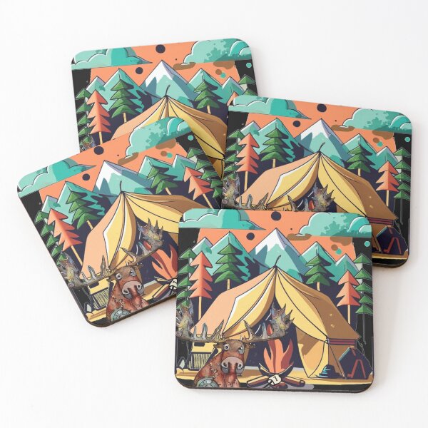 Item preview, Funny Moose Camping Abstract Art designed and sold by Nature's Fancy.