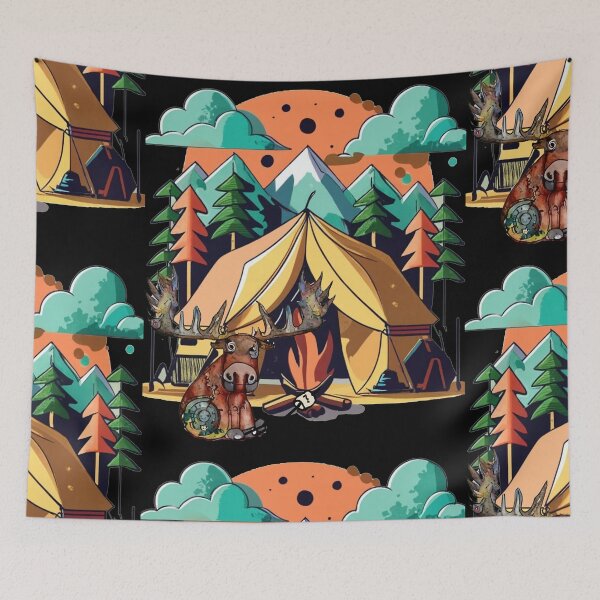 Item preview, Funny Moose Camping Abstract Art designed and sold by Nature's Fancy.
