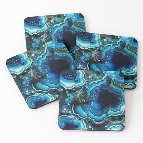 Item preview, Turquoise and Dark Blue Beautiful Crystal Rock Print designed and sold by dreamingbliss.