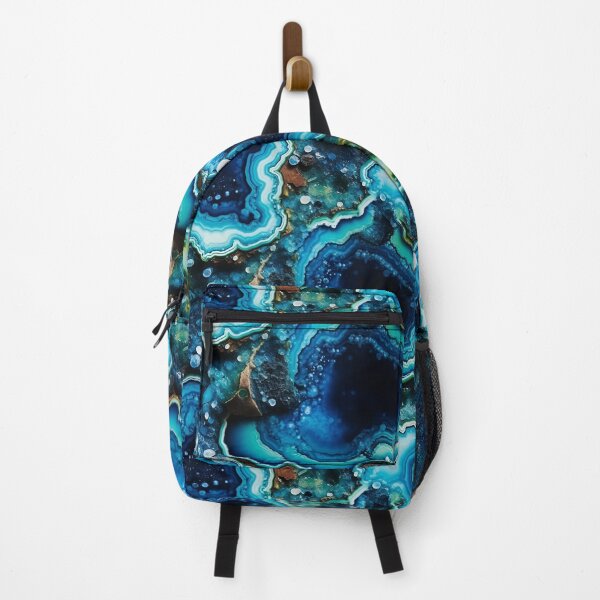 Item preview, Turquoise and Dark Blue Beautiful Crystal Rock Print designed and sold by dreamingbliss.