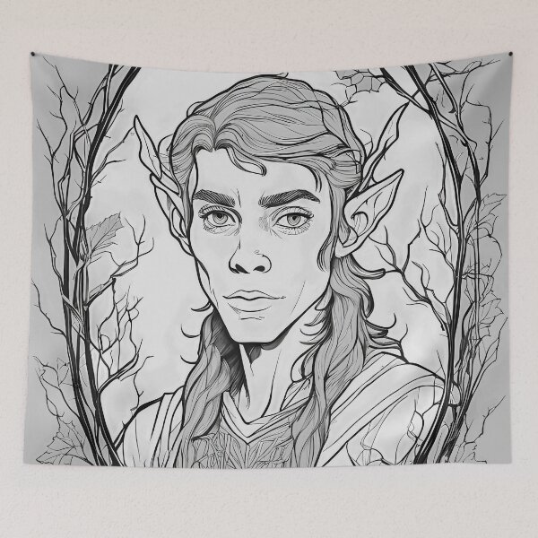 Item preview, Elf man coloring in rosette of branches designed and sold by zotilus.