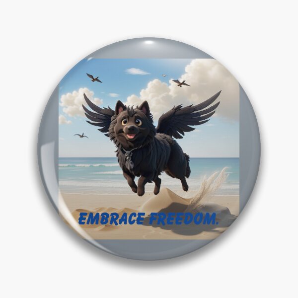 Artikelvorschau, Umarme die Freiheit. Fliegender Hund am Strand. Schnell entworfen und verkauft von Debsgiftware .