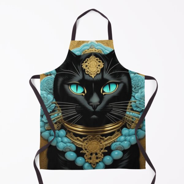 Item preview, Elegant black cat adorned in aqua beads and flowers designed and sold by Roxburylane.