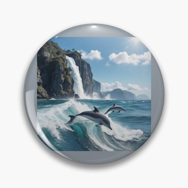 Item preview, Waterfall at the beach with dolphins.  Dolphin love. Fastasy designed and sold by Debsgiftware Ward.
