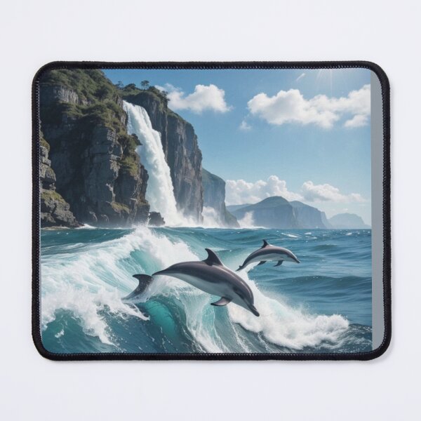 Item preview, Waterfall at the beach with dolphins. Dolphin love. Fastasy designed and sold by Debsgiftware Ward.