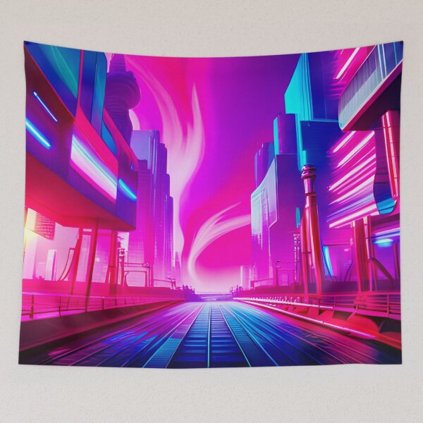 Item preview, Aurora Borealis Dances Overhead A Cyber City designed and sold by Ink Art Design.