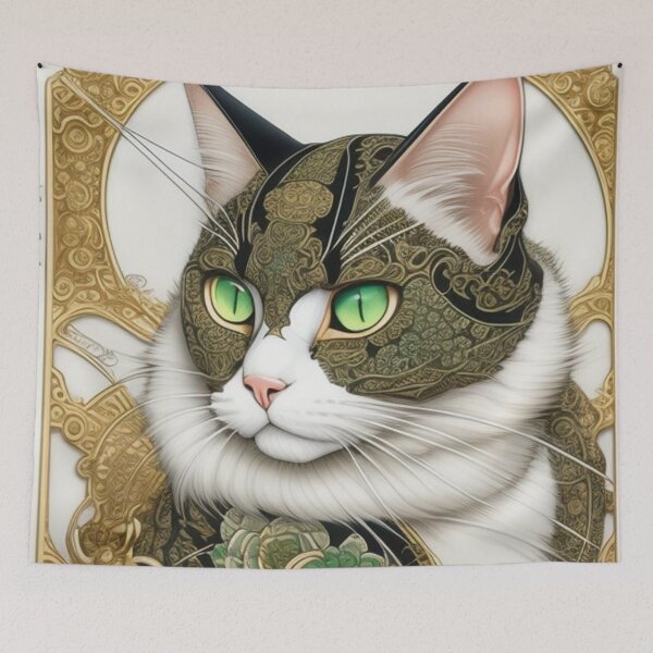 Item preview, Black and gold masked kitty  designed and sold by Roxburylane.