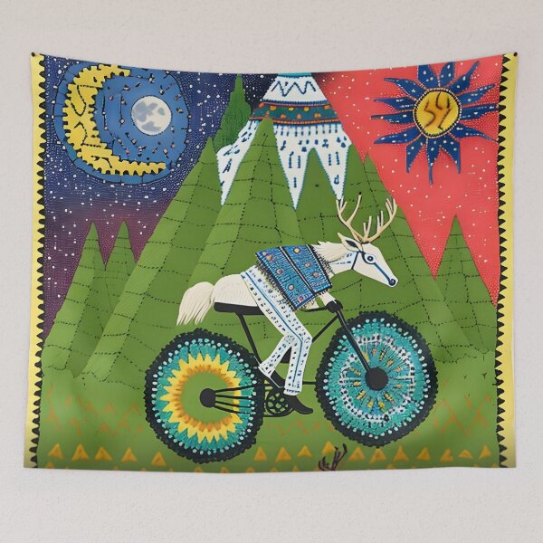 Item preview, Riding with the Ancestors: A Psychedelic Nahual Bicyclist designed and sold by Mr.Psychedelia.
