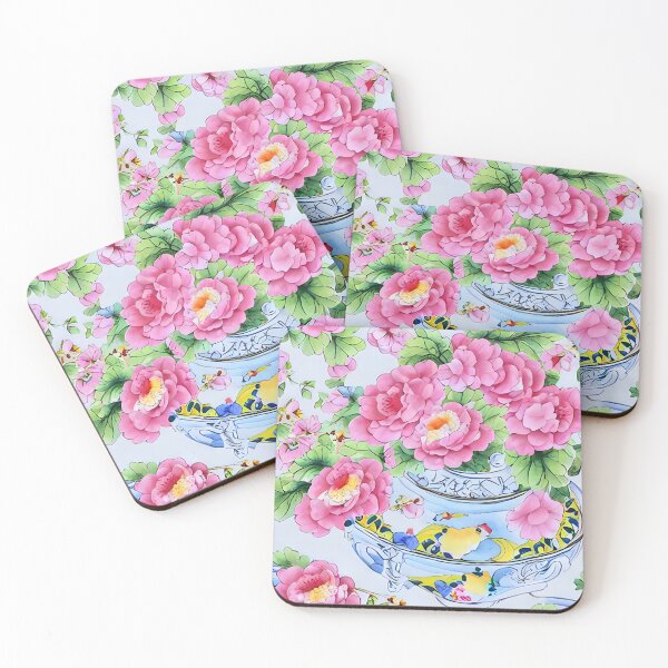 Item preview, Roses in chinoiserie jars designed and sold by SophieClimaArt.