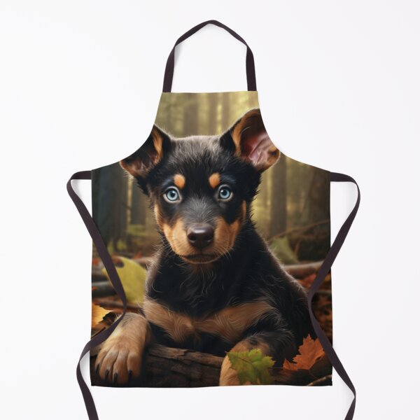 Item preview, Working Kelpie Puppy in Autumn designed and sold by ZenEverAI.