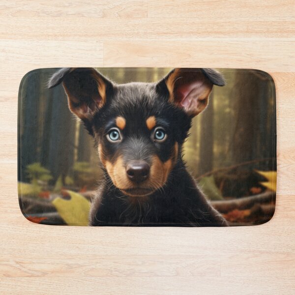Item preview, Working Kelpie Puppy in Autumn designed and sold by ZenEverAI.