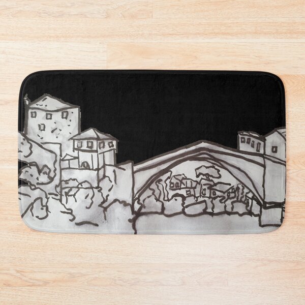 Item preview, Stari Most Old Bridge Mostar Bosnia brush pen drawing  designed and sold by WorldOfWendyArt.