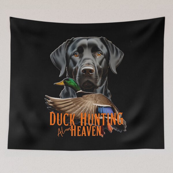 Item preview, Duck Hunting Black Labrador Retriever and Flying Mallard designed and sold by LifeCrush.