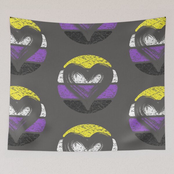 Item preview, A Vintage Heart Print Design In The Colors of The Nonbinary Pride Flag - Diversity and Inclusion designed and sold by GVRDesign.