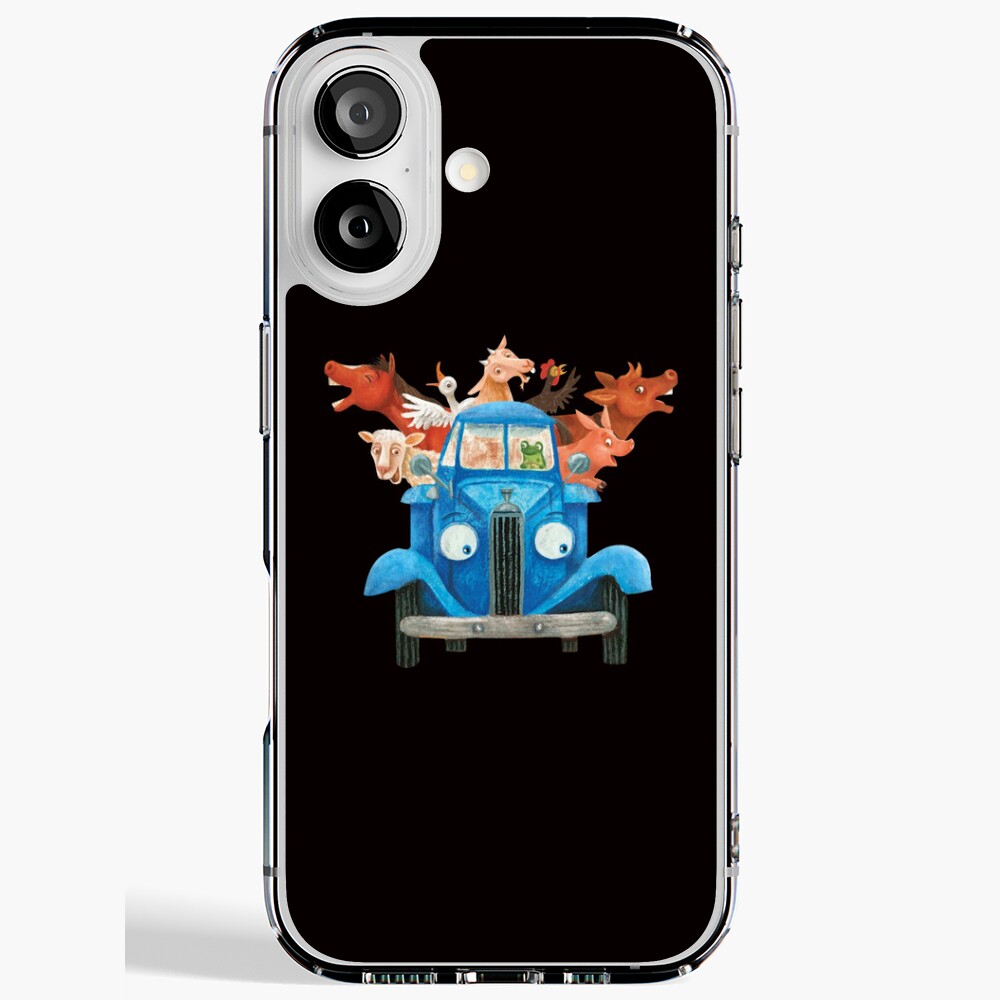 Little blue truck with farm animals classic illustration Sticker