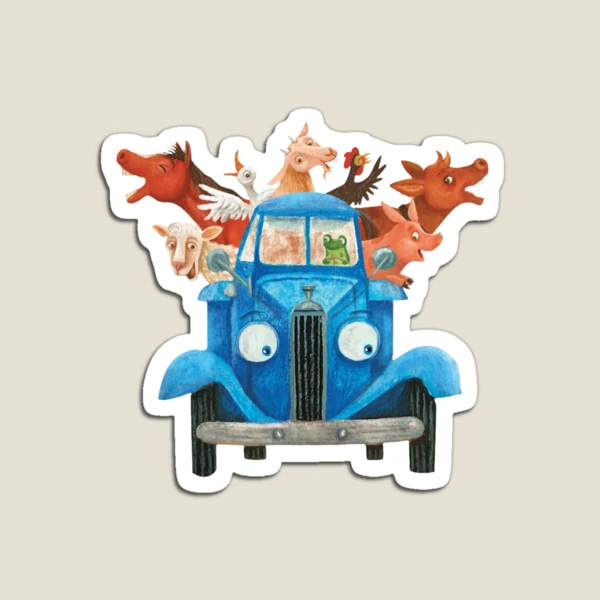 little-blue-truck-with-farm-animals-classic-illustration-magnet-for-sale-by-marshmamaril-redbubble