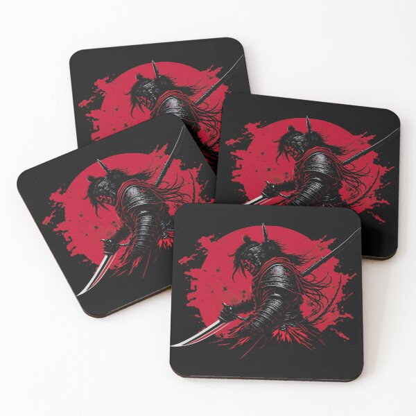 Item preview, Black Ink Vector Samurai with a Striking Red Sword designed and sold by kanjxtan.