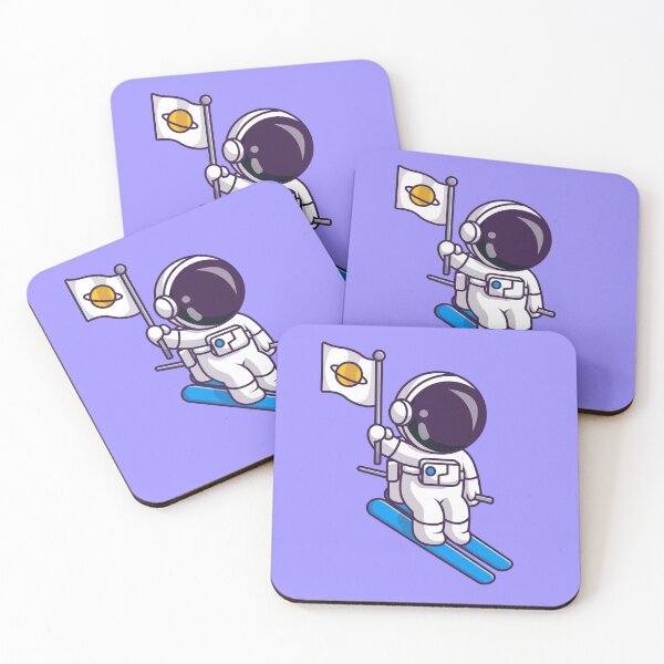 Item preview, Cute Astronaut Playing Ice Ski with Planet Flag Cartoon Vector Icon Illustration designed and sold by hjian8219.