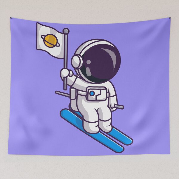 Item preview, Cute Astronaut Playing Ice Ski with Planet Flag Cartoon Vector Icon Illustration designed and sold by hjian8219.