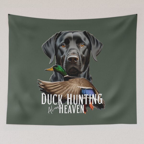 Item preview, Duck Hunting Black Labrador Retriever and Flying Mallard designed and sold by LifeCrush.