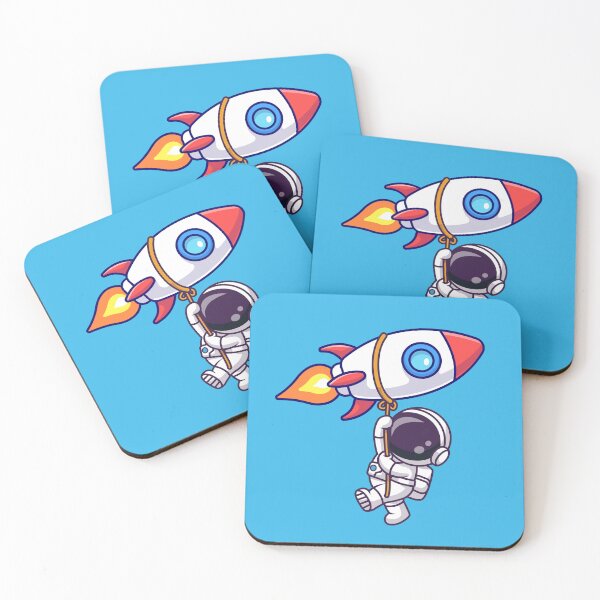 Item preview, Cute Astronaut Hanging from Rocket with Rope Cartoon Vector Icon Illustration designed and sold by hjian8219.