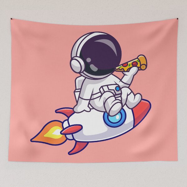 Item preview, Cute Astronaut Eating Pizza in Rocket Cartoon Vector Icon Illustration designed and sold by hjian8219.
