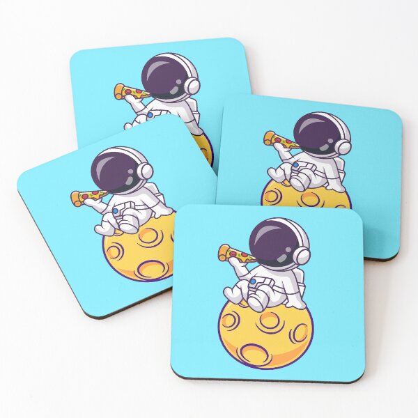 Item preview, Cute Astronaut Eating Pizza on the Moon Cartoon Vector Icon Illustration designed and sold by hjian8219.