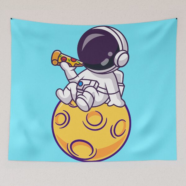 Item preview, Cute Astronaut Eating Pizza on the Moon Cartoon Vector Icon Illustration designed and sold by hjian8219.