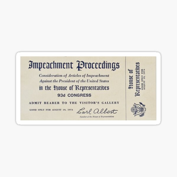 Item preview, Richard Nixon 1974 Impeachment Ticket designed and sold by Nostalgia Tees, Stickers, Art & More.