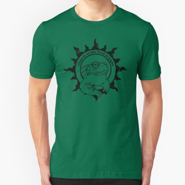 Church of the Toad of Light Psychedlic Frog Licking (Distressed) Slim Fit T-Shirt